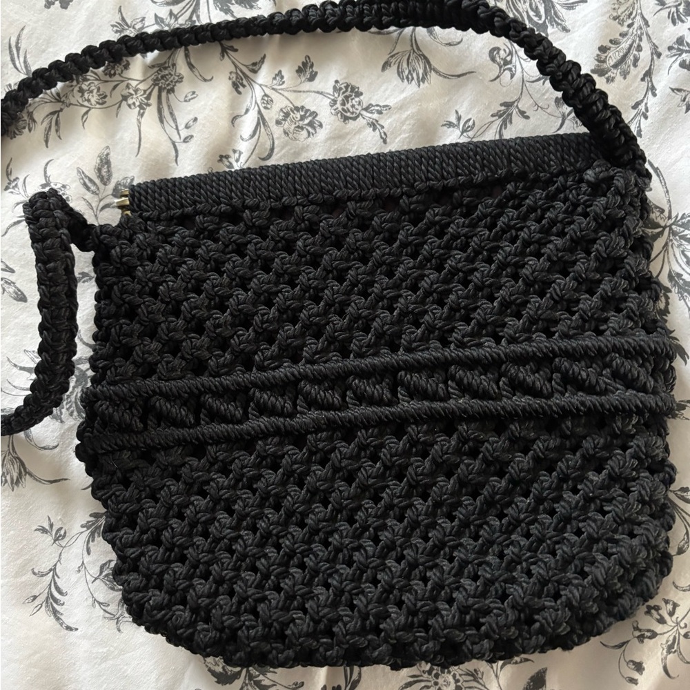 Unique vintage Black Crochet Shoulder Bag